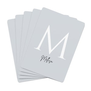 Gray Custom Name Playing Cards / Initial Cards / Modern Personalized Cards / Monogram Playing Cards / Christmas Gift / Black, Gray, White