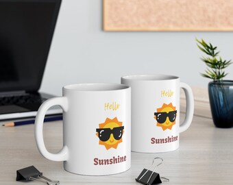 Hello Sunshine Mug | 11 oz Coffee Mug | Summer Mugs | Gifts for Kids | Cute Coffee Mugs