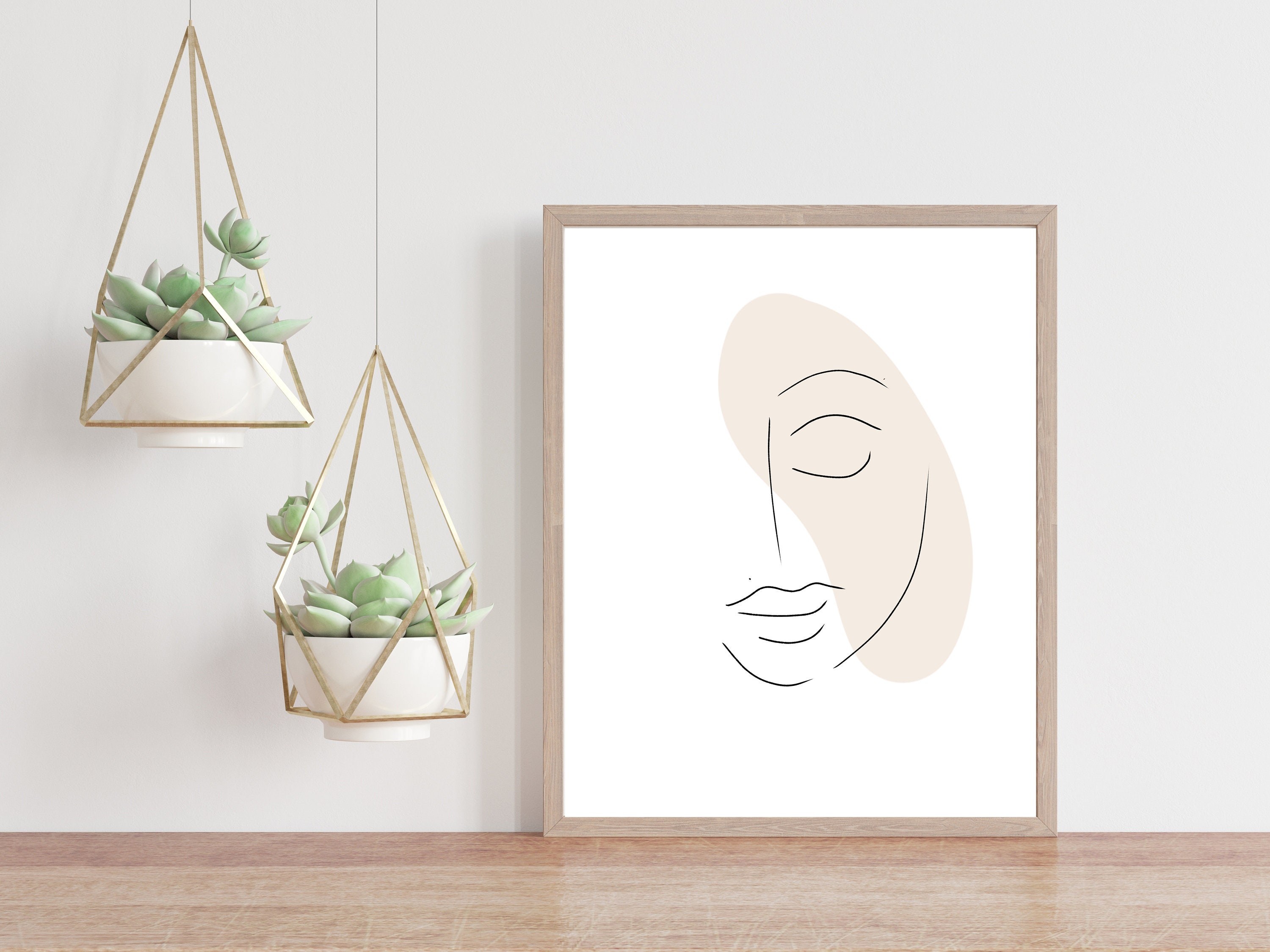 Minimalist Boho Woman's Face Instant Download, One Line Female Face ...
