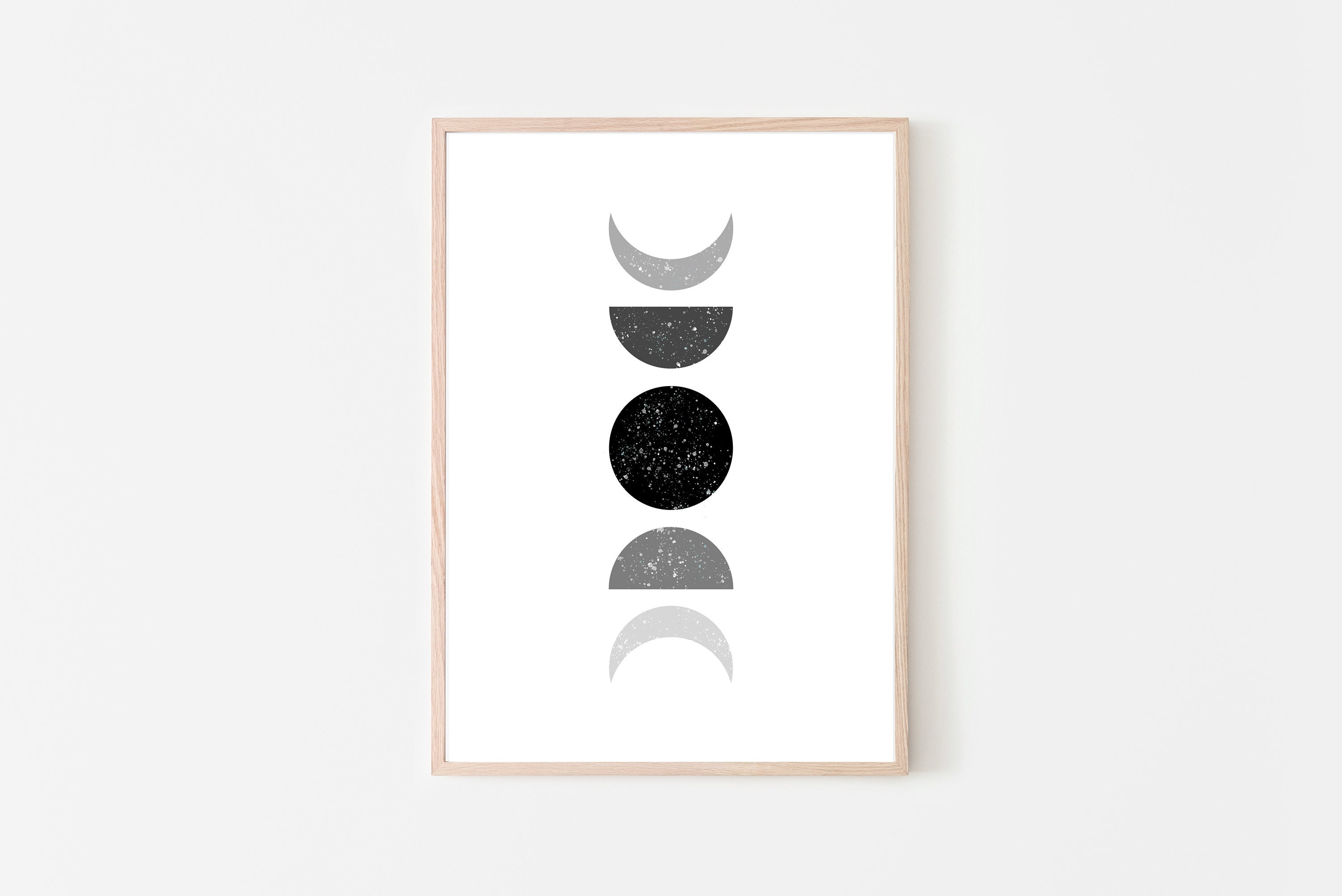 Grayscale Moon Phases Printable Art Black Lunar Instant - Etsy