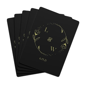 Personalized Wedding Playing Cards | Couple Initial Gift | Black and Gold Playing Cards | Wedding Gift for Couple | Wedding date Gift