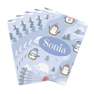 Cartas de jogar pinguins personalizadas | Presentes fofos para crianças | Cartões personalizados | Presentes de Natal para netos | Cartas de jogar pinguins | Amigo secreto