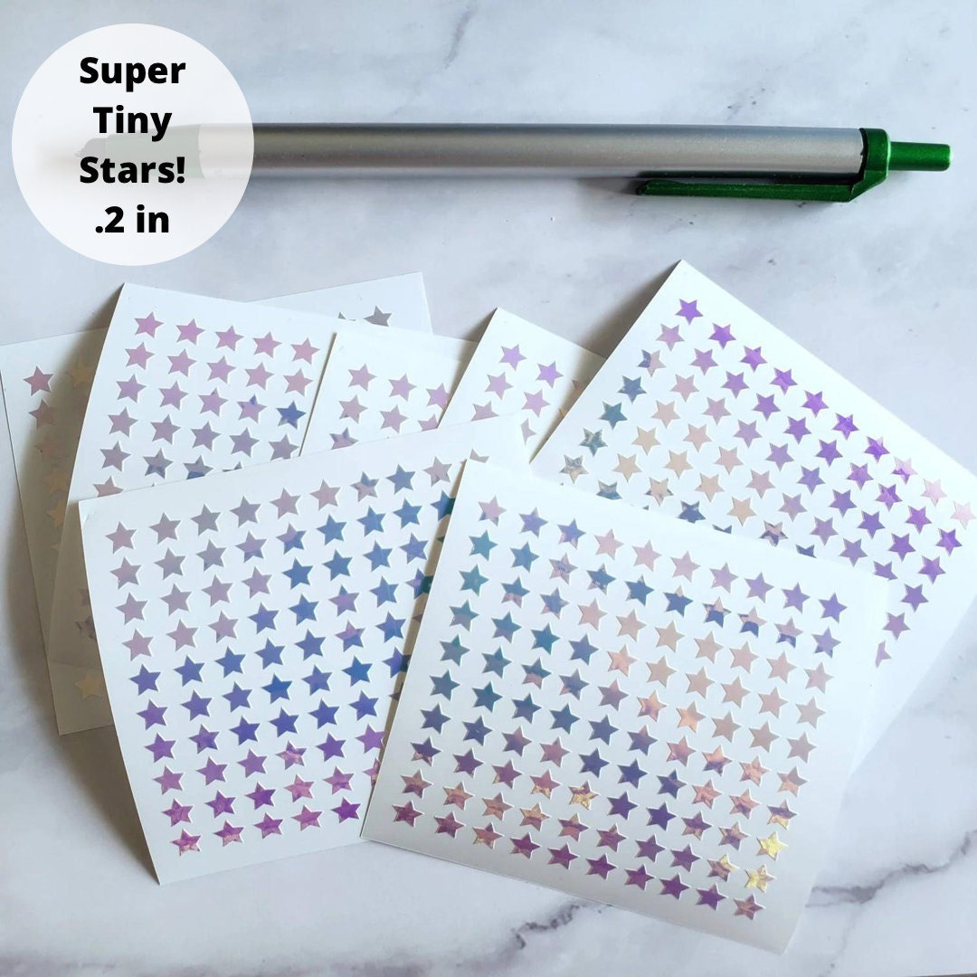 Vinyl 8mm Iridescent Star Stickers, Tiny Holographic Star Stickers