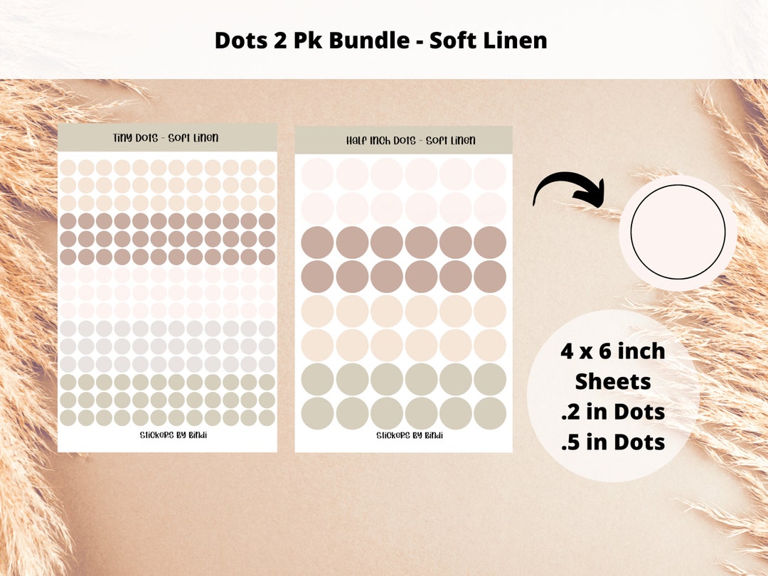 Dot Stickers 2pk Bundle - Soft Linen | Teeny Circle Stickers | .2 Inch ...