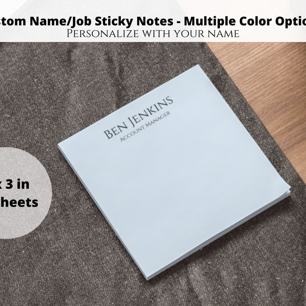 Custom Name/Job Post-it® Note Pads | Work Sticky Notes | Note Pads for Work, School, Teachers, Home | 3 x 3 inch