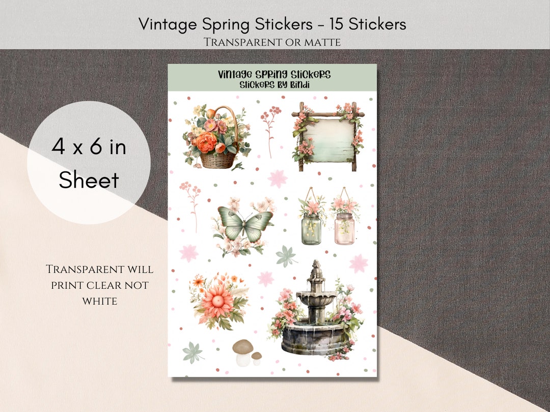 Vintage Spring Stickers March Planner Stickers Pastel Floral Assorted ...
