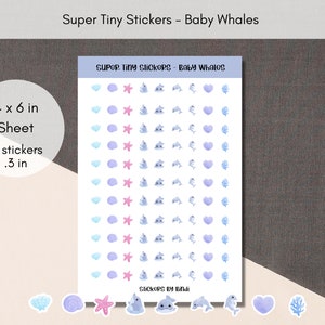 Baby Whales Tiny Stickers for Planner and Journals | Cute Teeny Assorted Stickers | Ocean Micro Bullet Point | Small Embellishment stickers