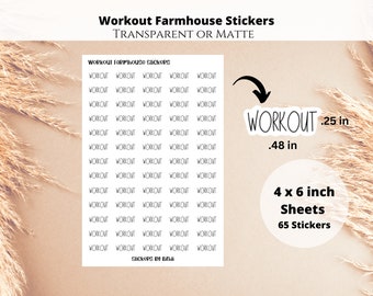 Workout Stickers - Farmhouse Style | Functional Planner Stickers | Script Stickers | Fitness Stickers | Exercise Labels