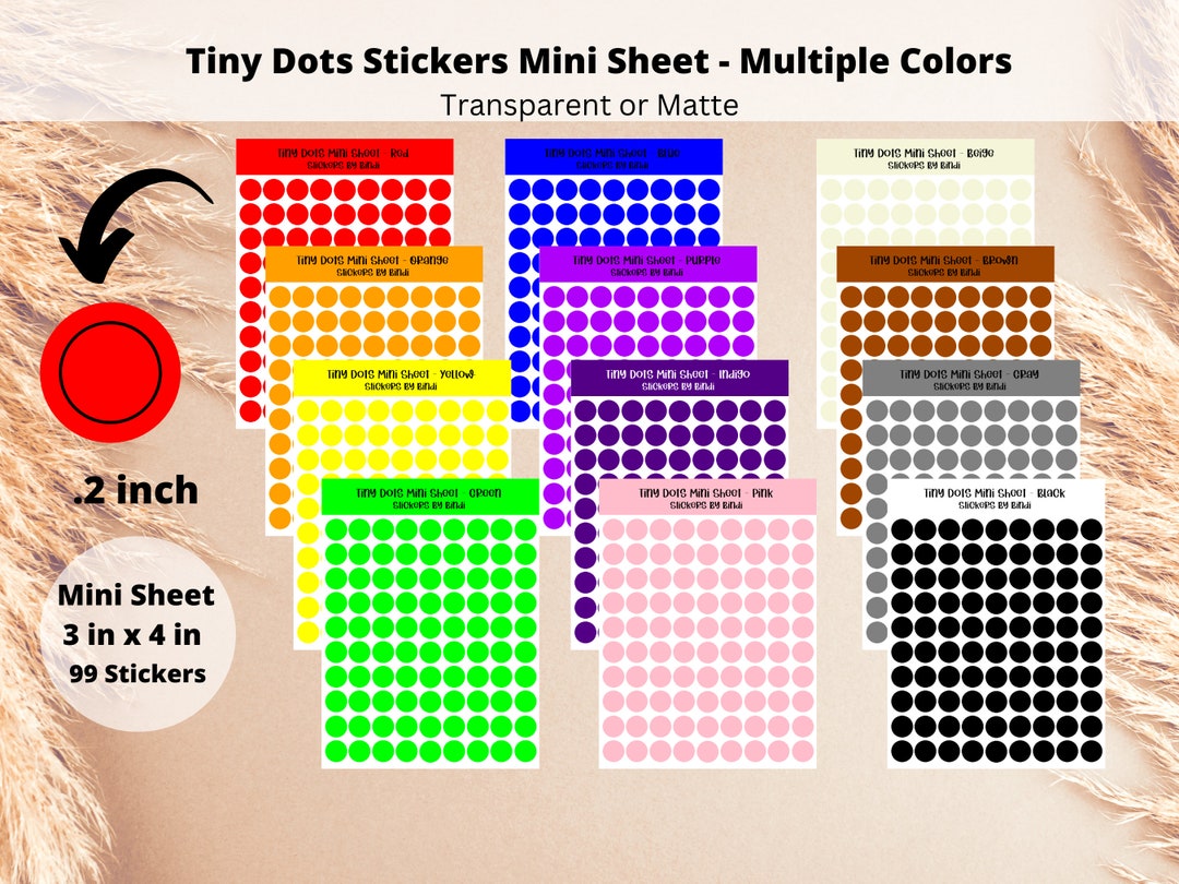 Basic Colors Tiny Dot Stickers - Mini Sheet | Bullet Point Planner ...