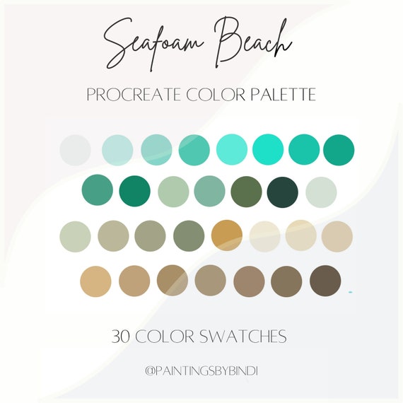 Seafoam Beach Procreate Color Palette 30 Color Swatches Etsy