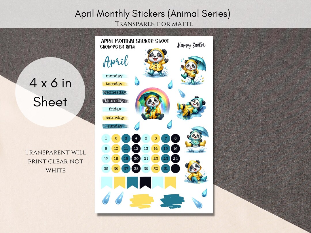 April Monthly Bujo Sticker Sheet | Planner Stickers | Rain Bullet ...