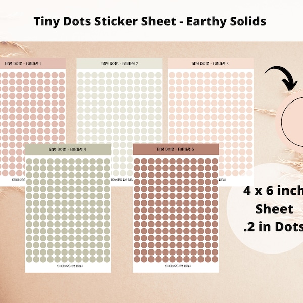 Tiny Dots Sticker Sheet - Earthy Solids | Teeny Circle Stickers | .2 inch Planner Dots | Soft Journal Dots | Boho Solid Bullet Point Sticker