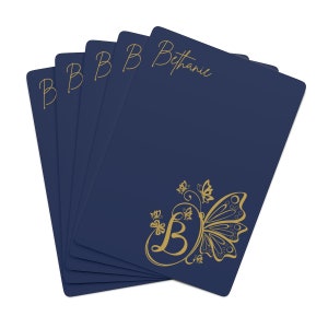 Navy and Gold Custom Name Playing Cards | Butterfly Playing Cards | Personalized Cards | Monogram Card Deck | Christmas Gifts