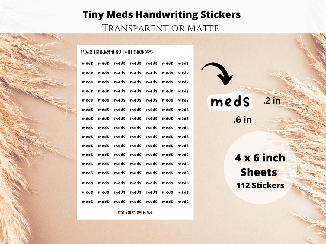 Tiny Meds Planner Stickers Handwriting Font Cute Meds Stickers ...