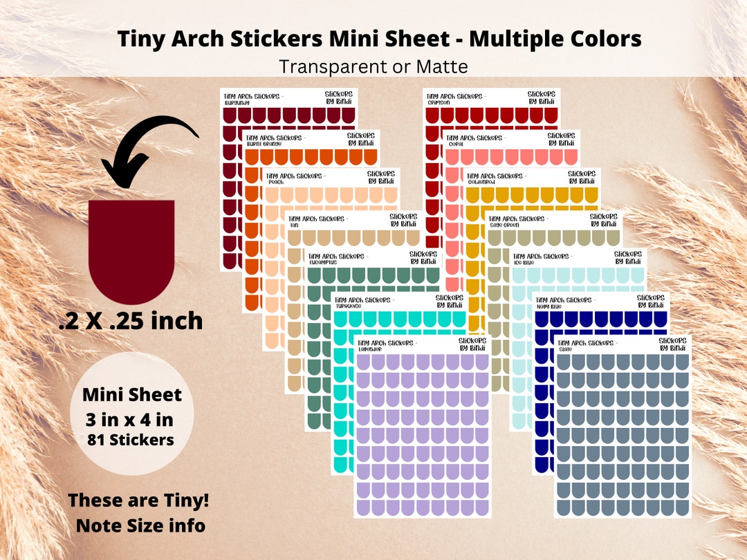 Tiny Arch Stickers - Mini Sheet | .25 Inch Arch Planner Stickers ...