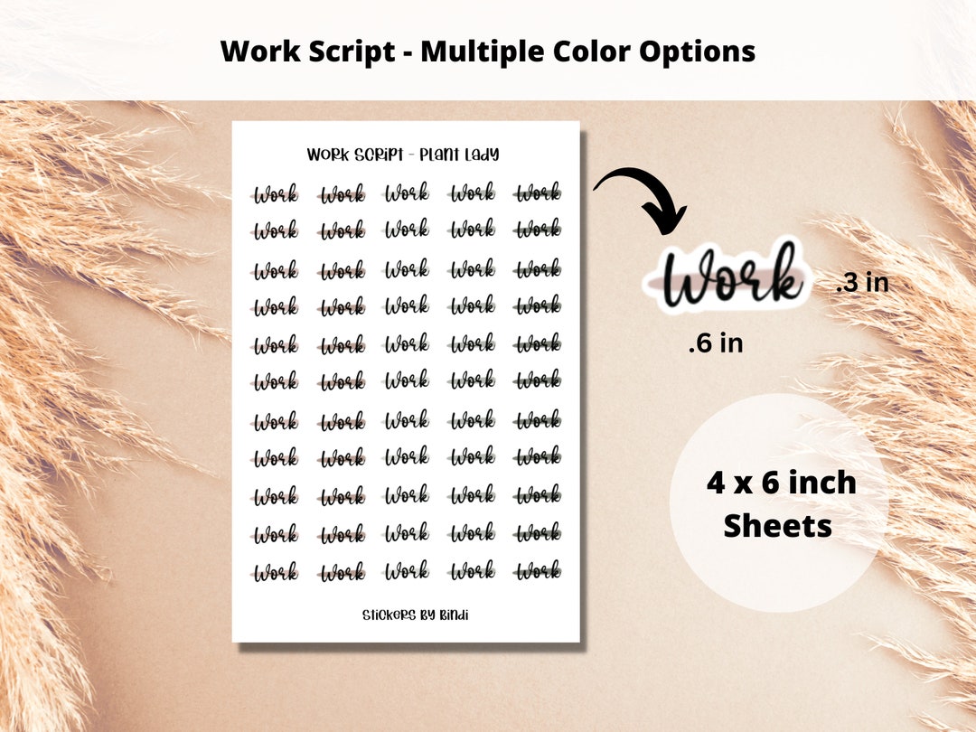 Work Script Sticker Sheet | Color Swatch Stickers | Functional Planner ...