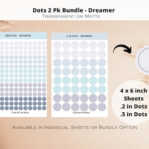 Dot Stickers 2pk Bundle - Dreamer | Teeny Circle Stickers | .2 inch Planner Dots | Half inch Journal Dots | .5 inch Bullet Point Dots