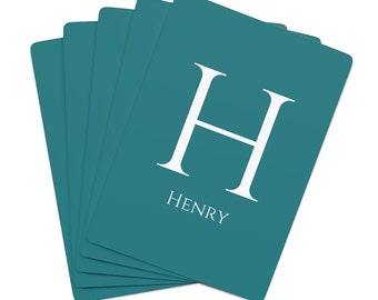 Teal Custom Name Playing Cards | Initial Playing Cards | Personalized Cards | Monogram Playing Cards | Adult Card Deck | Christmas Gifts