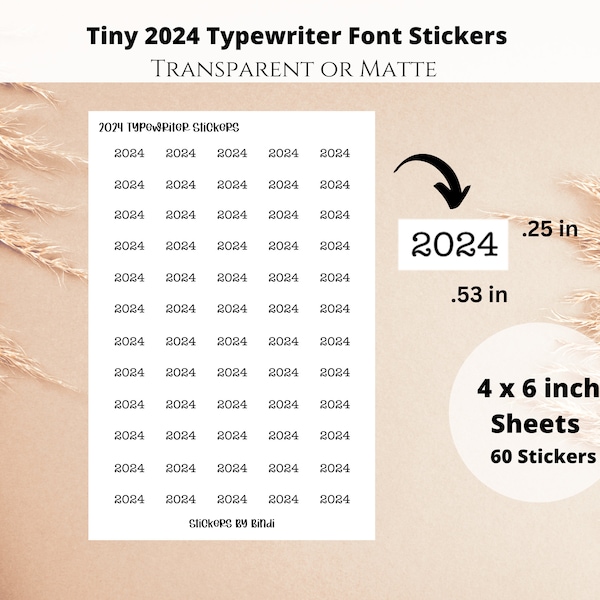 Tiny 2024 Planner Stickers - Typewriter Font | Small 2024 Stickers | Functional Stickers | 2024 Labels | Minimalist Journal Stickers