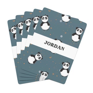 Cartas de Baralho Panda Personalizadas | Presentes Fofos para Crianças | Cartões Personalizados | Presentes de Natal para Netos | Cartas de Baralho Panda | Amigo Secreto