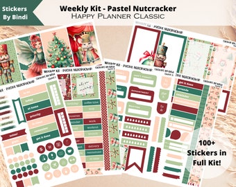 Weekly Kit Planner Stickers - Pastel Nutcracker | Vertical Layout | Happy Planner Classic Stickers | Weekly Spread Stickers | HP Weekly Kit