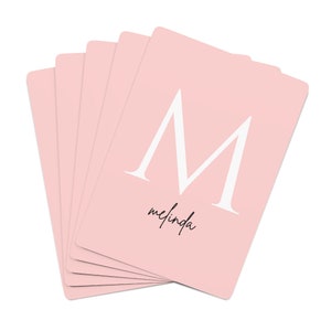 Cartes à jouer Pink Custom Monogram | Cartes à jouer initiales | Cartes personnalisées roses, noires, blanches | Jeu de cartes nominatives | Cadeaux de Noël