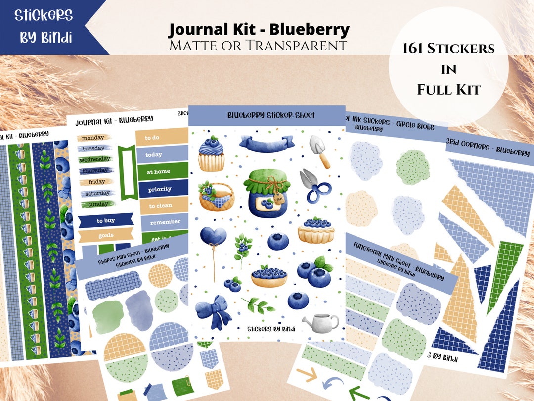 Blueberry Journal Kit Stickers | Vertical Layout Planner Stickers ...