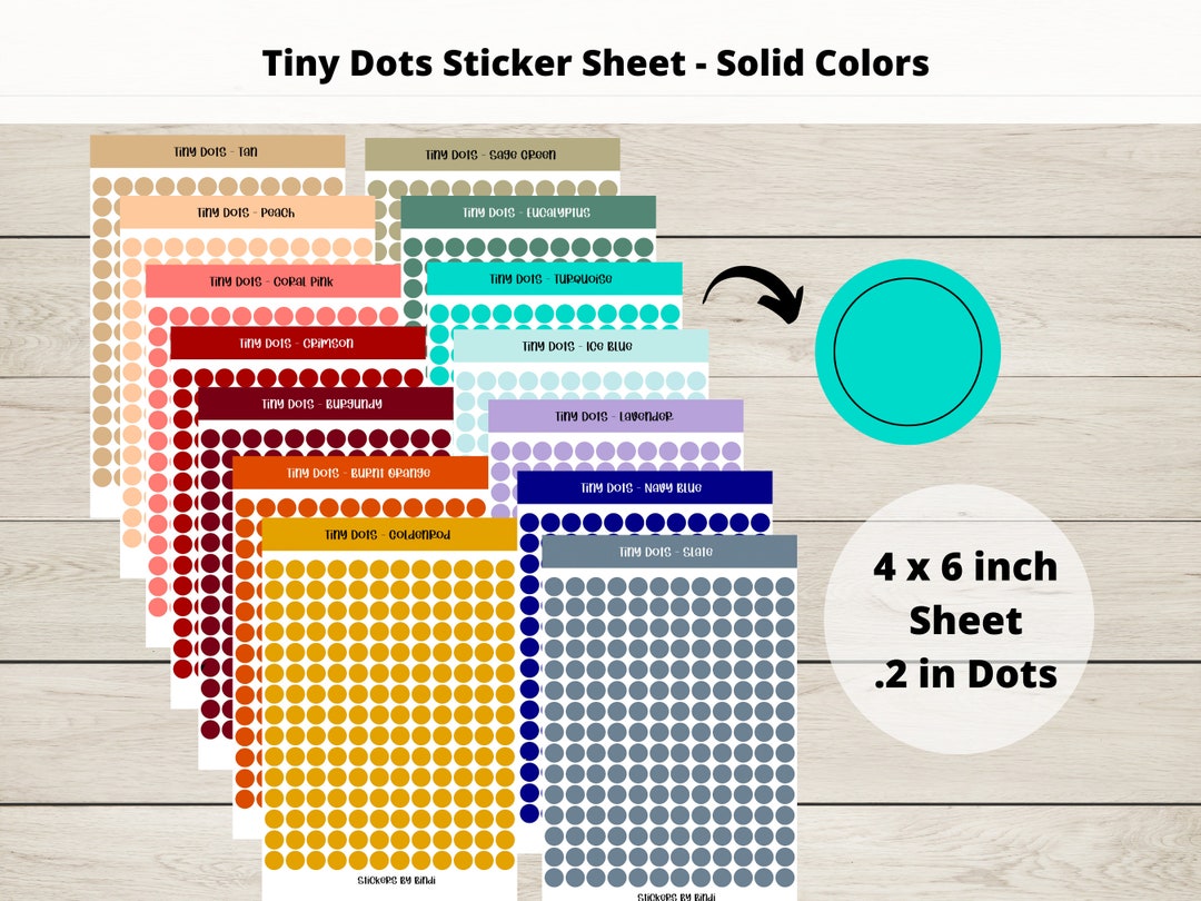 Tiny Dots Sticker Sheet - Solid Color| Transparent or Matte Circle ...