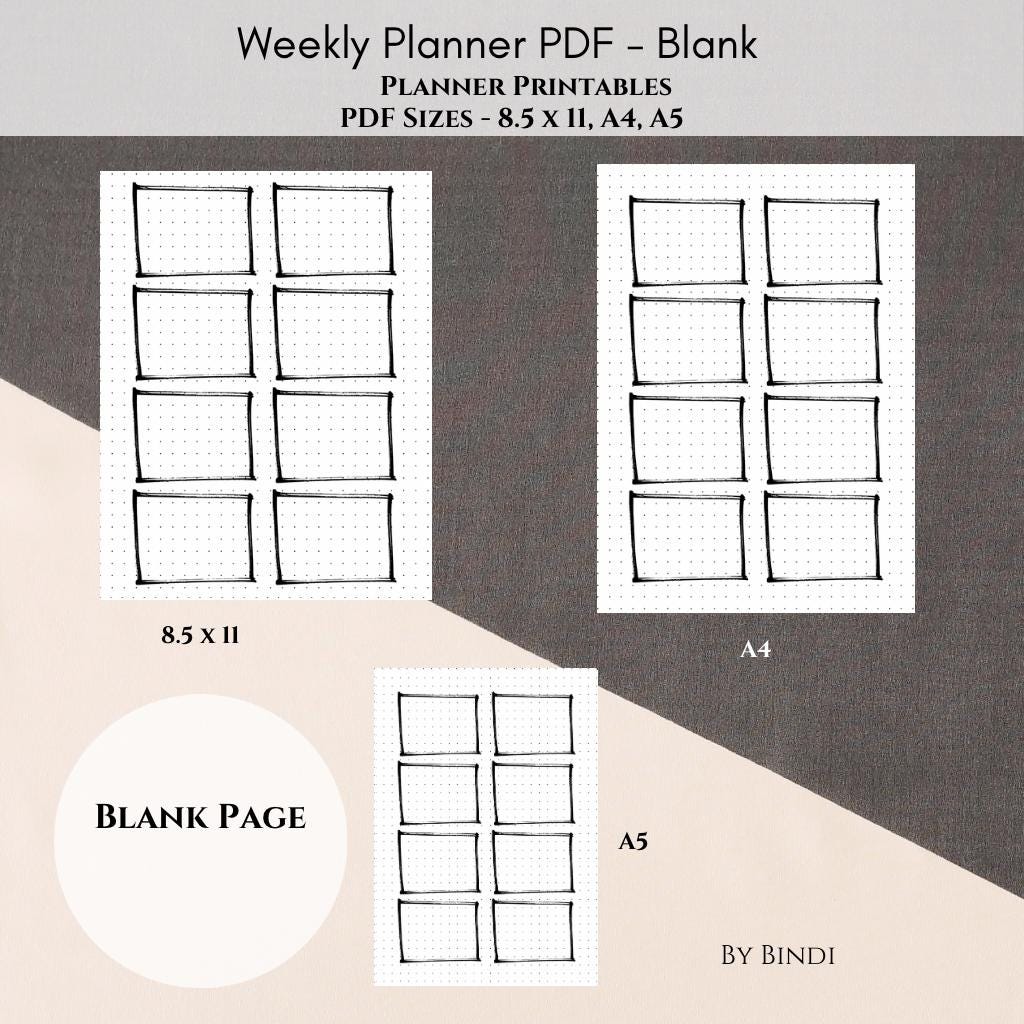 Weekly Planner Printable Style 2 | US Letter, A4 and A5 Size | Digital ...