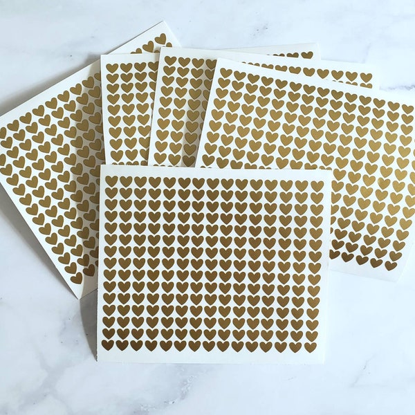 Tiny Gold Heart Vinyl Stickers | .2 in Heart Planner Stickers | Journal Stickers | Vday Heart Stickers | Packaging