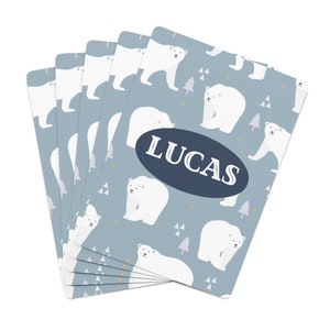 Cartas de Baralho de Urso Polar Personalizadas | Presentes Fofos para Crianças | Cartões Personalizados | Presentes de Natal para Netos | Cartões de Urso Polar | Amigo Secreto