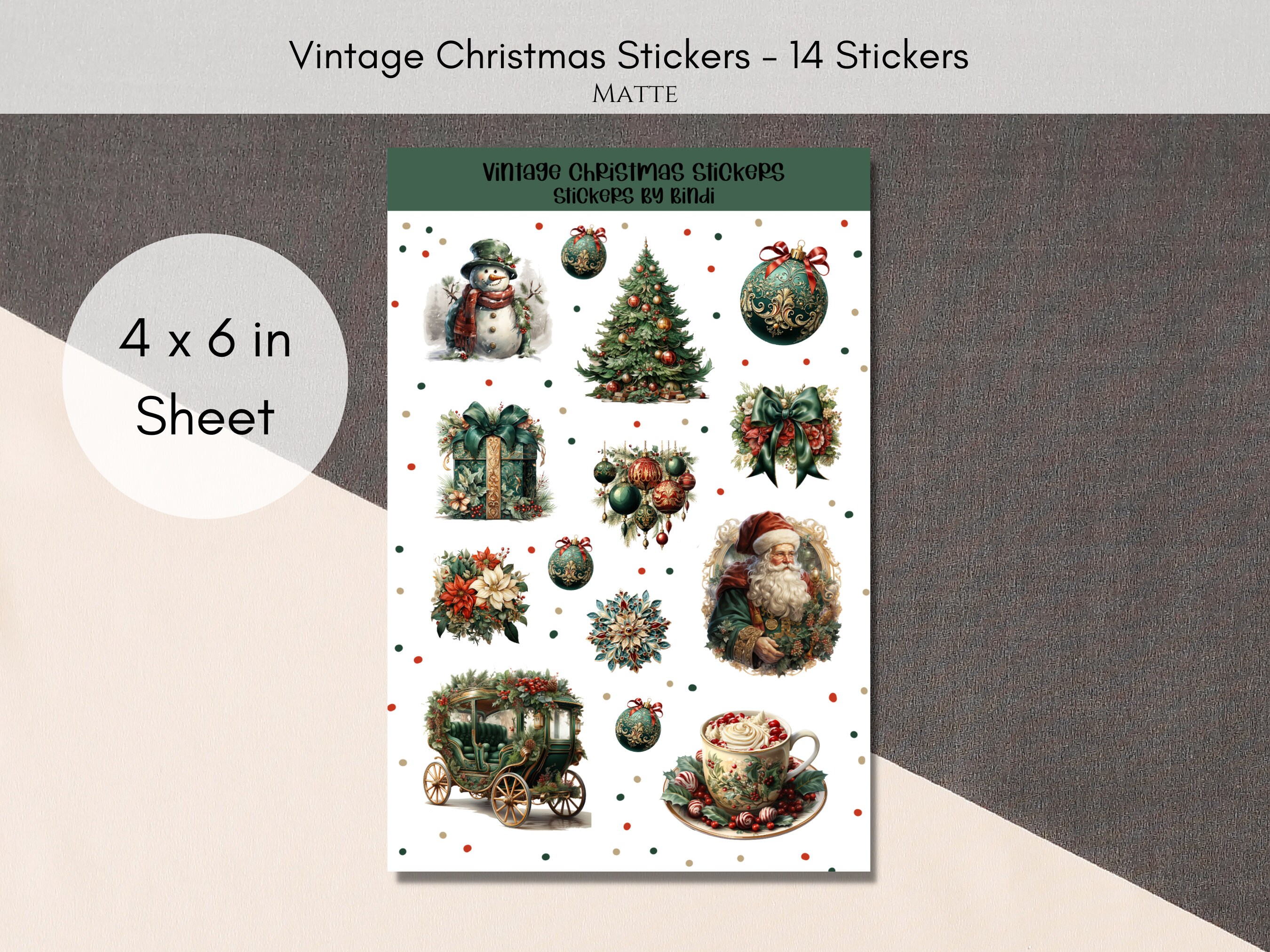 Vintage Christmas Stickers | Cute Planner Stickers | Christmas Deco ...