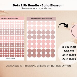 Dot Stickers 2pk Bundle - Boho Blossom | Teeny Circle Stickers | .2 inch Planner Dots | Half inch Journal Dots | .5 inch Bullet Point Dots