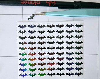 Tiny Black Holographic Bats Vinyl Stickers | .5 Planner, Laptop, Water Bottle, Journal Stickers | | Cute Holo Halloween Bats | Small Bats