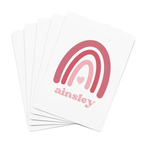 Blush Rainbow Custom Name Playing Cards / Pink Playing Card Deck / Regalo de nombre personalizado / Lindo regalo de cumpleaños / Regalos de Navidad únicos