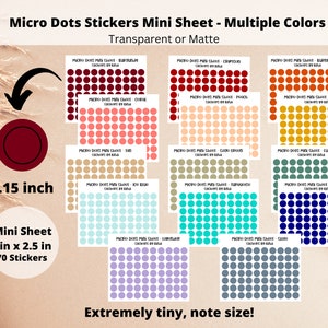 Micro Dots Sticker Sheet - Solid Colors | Transparent or Matte Circle Stickers | .15 inch Planner Stickers | Journal Dots | Bullet Point Dot