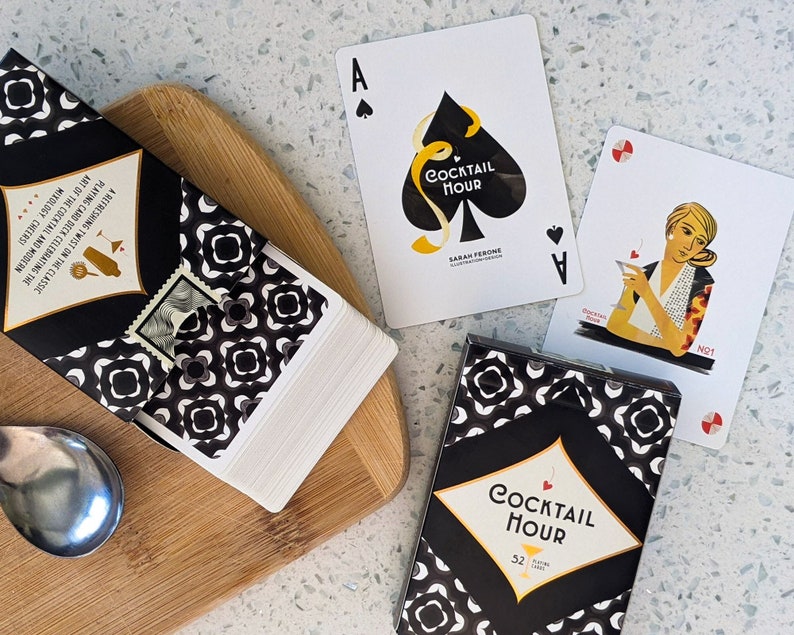 Cocktail Hour Playing Cards 52 card deck A stylish gift for game night wedding foodie host/hostess corporate image 1