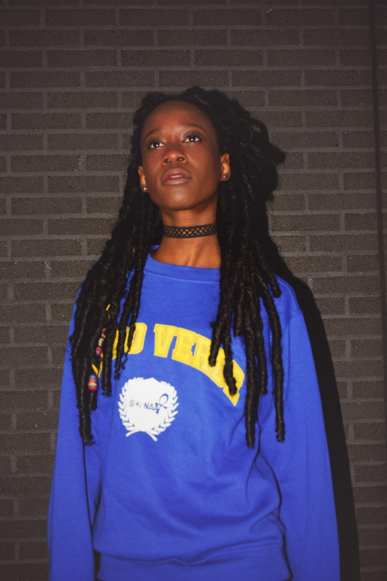 Cape Verde Cabo Verde University Sweater, black owned, afropunk, handmade, african, fashion, blue sweater, African islands, africa, hbcu. image 2