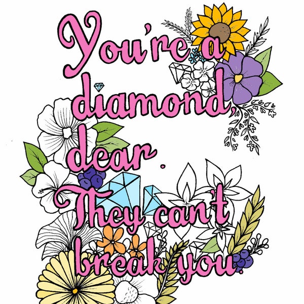 Lettering "You're a Diamond" PDF Coloring Page