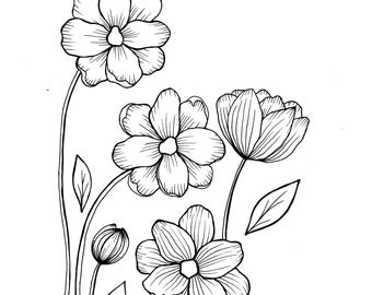 Wild flowers - PDF Coloring Page