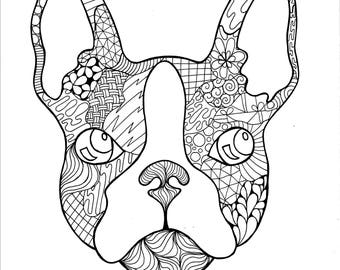 Download Bulldog Coloring Etsy