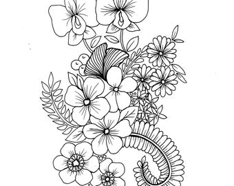 Wild Flowers - PDF Coloring Page