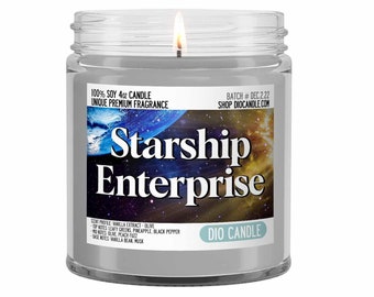 Starship Enterprise Scented Candle - Smells Like Vanilla Extract and Olive - Dio Candle