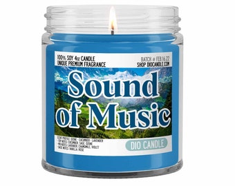 Sound of Music Scented Candle - Smells Like Ozone, Cucumber and Lavender - Dio Candle