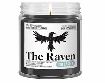 Raven Scented Candle - Smells Like Mahogany, Blood Orange and Clary Sage for Halloween - Dio Candle