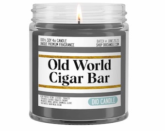 Old World Cigar Bar Scented Candle - Smells Like Resin, Leather and Tobacco - Dio Candle