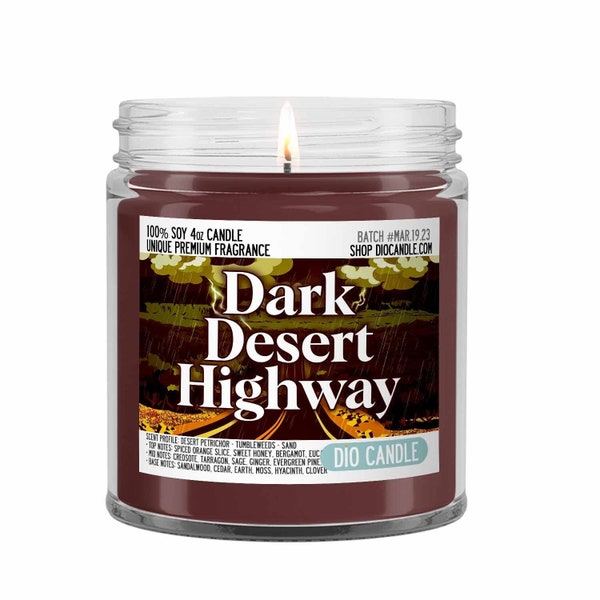 Dark Desert Highway Scented Candle - Smells Like Desert Petrichor, Tumbleweeds and Sand - Dio Candle