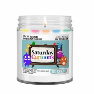 Saturday Cartoons Scented Candle - Smells Like Fruity Loop Shaped Cereal - Dio Candle