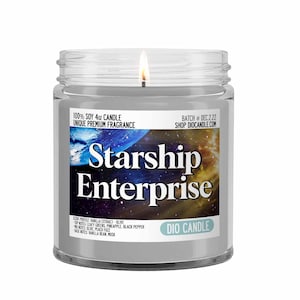 Starship Enterprise Scented Candle - Smells Like Vanilla Extract and Olive - Dio Candle