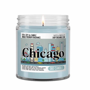 Chicago Scented Candle - Smells Like River Banks and Chocolate Wafts - Dio Candle